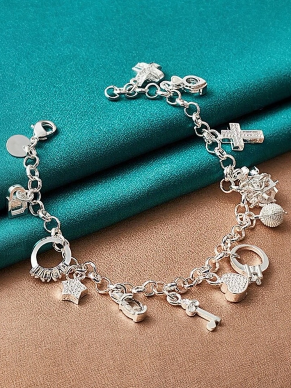 ๐ชท Silver Dangle Charm Bracelet - Picture 1 of 5